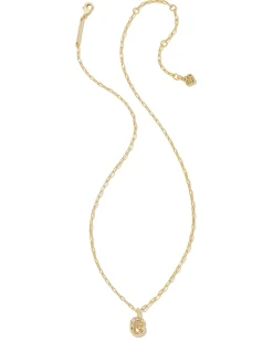 Crystal Letter G Gold Short Pendant Necklace in White Crystal
