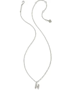 Crystal Letter H Silver Short Pendant Necklace in White Crystal