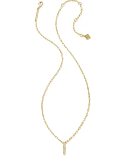 Crystal Letter I Gold Short Pendant Necklace in White Crystal