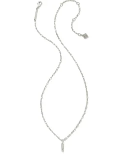 Crystal Letter I Silver Short Pendant Necklace in White Crystal