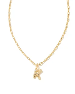 Crystal Letter K Gold Short Pendant Necklace in White Crystal