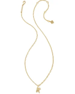 Crystal Letter K Gold Short Pendant Necklace in White Crystal