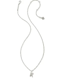 Crystal Letter K Silver Short Pendant Necklace in White Crystal
