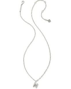 Crystal Letter N Silver Short Pendant Necklace in White Crystal