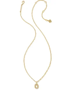 Crystal Letter O Gold Short Pendant Necklace in White Crystal