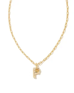 Crystal Letter P Gold Short Pendant Necklace in White Crystal