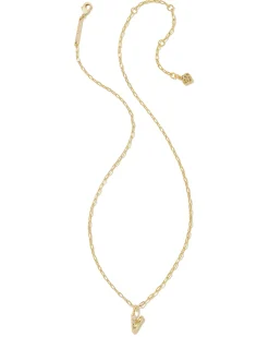 Crystal Letter V Gold Short Pendant Necklace in White Crystal