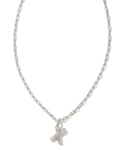 Crystal Letter X Silver Short Pendant Necklace in White Crystal
