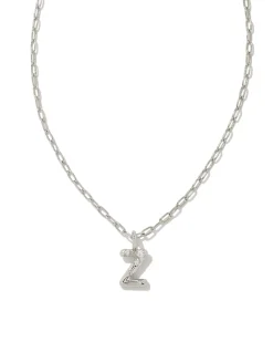 Crystal Letter Z Silver Short Pendant Necklace in White Crystal