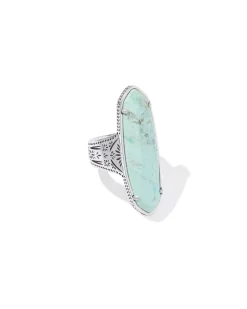 Danielle Elongrated Etch Frame Vintage Silver Ring