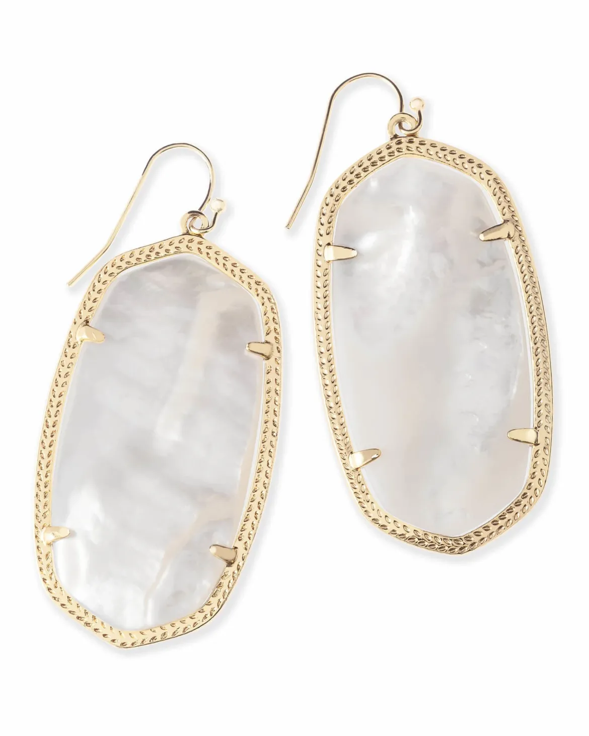 Danielle Gold Statement Earrings in Ivory Mother-of-Pearl