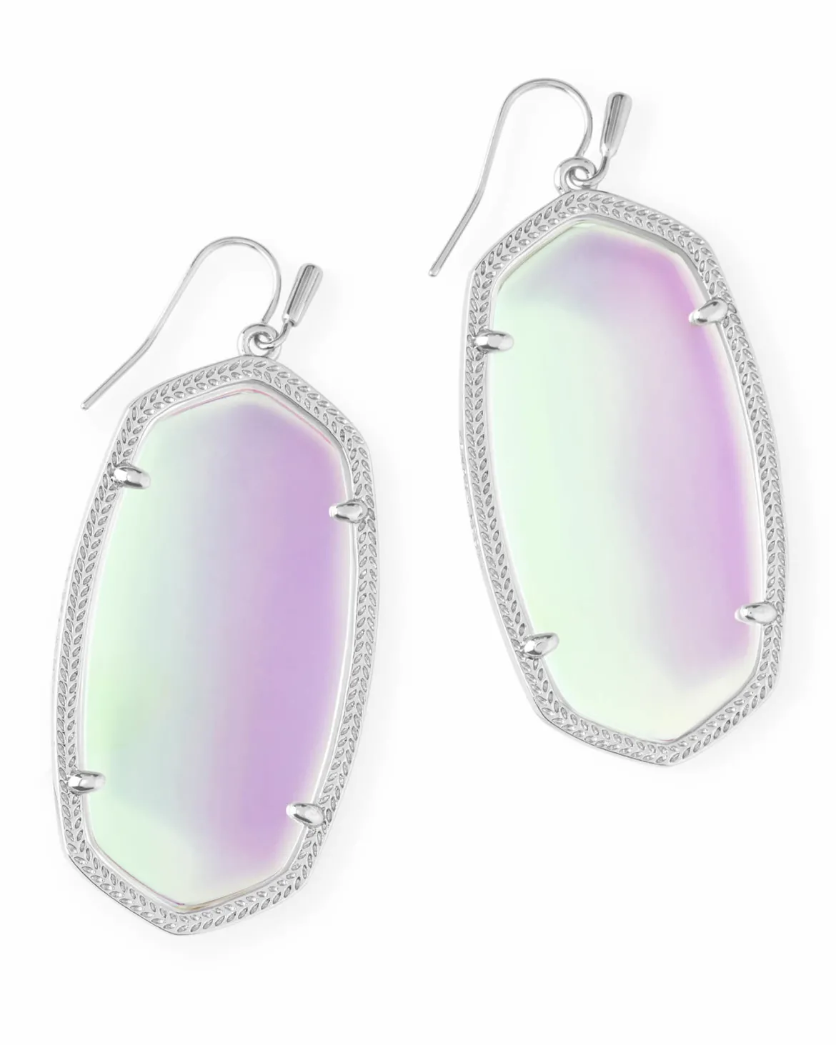 Danielle Silver Drop Earrings in Dichroic Glass