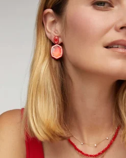 Daphne Enamel Frame Gold Drop Earrings