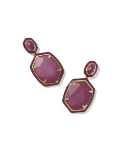 Daphne Enamel Frame Gold Drop Earrings