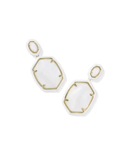 Daphne Enamel Frame Gold Drop Earrings