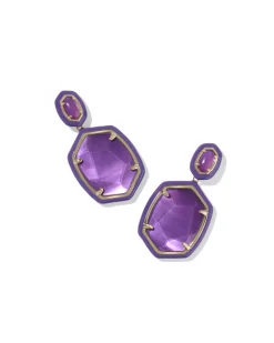 Daphne Enamel Frame Gold Drop Earrings
