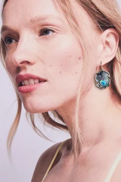 Daphne Gold Coral Frame Drop Earrings in Abalone