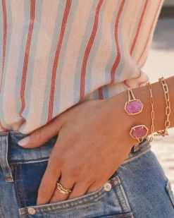Daphne Gold Link and Chain Bracelet in Ivory Mother-of-Pearl