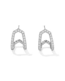 Daphne Pave Silver Huggie Earrings