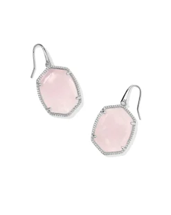 Daphne Silver Pave Frame Drop Earrings