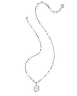 Daphne Silver Pave Frame Short Pendant Necklace