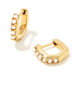 Davie 18k Gold Vermeil Huggie Earrings in Freshwater Cultured Pearl