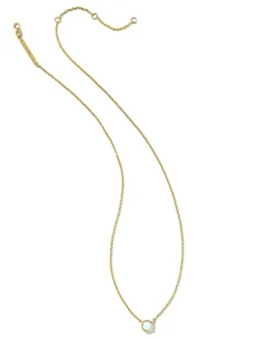 Davie 18k Gold Vermeil Pendant Necklace in White Lab Grown Opal