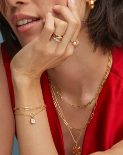 Davie 18k Gold Vermeil Stone Link and Chain Bracelet