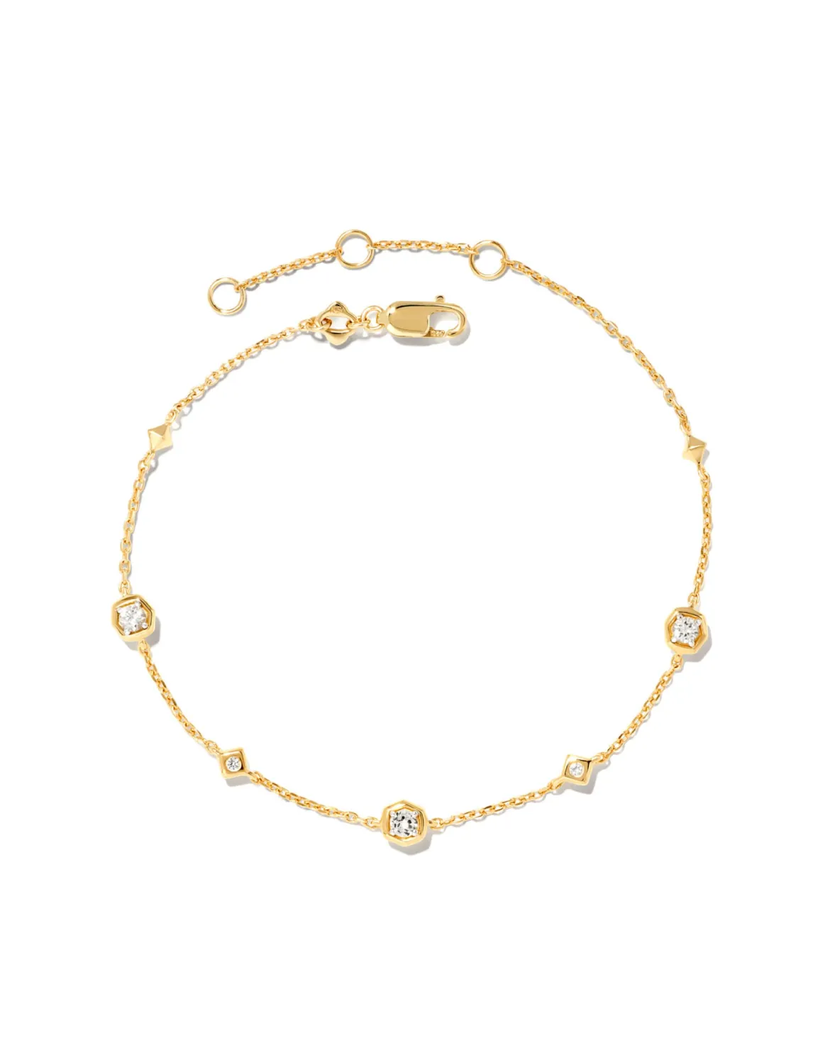 Davie 18k Gold Vermeil Trio Delicate Bracelet in White Sapphire