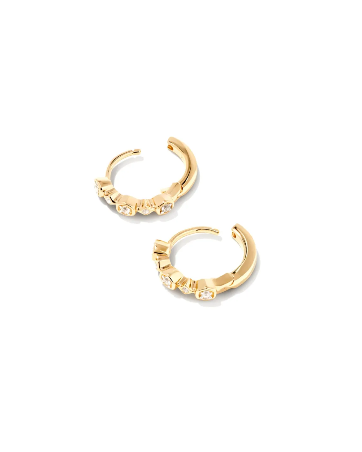 Davie 18k Gold Vermeil Trio Huggie Earrings in White Sapphire
