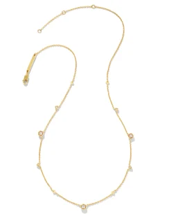 Davie 18k Gold Vermeil Trio Strand Necklace in White Sapphire