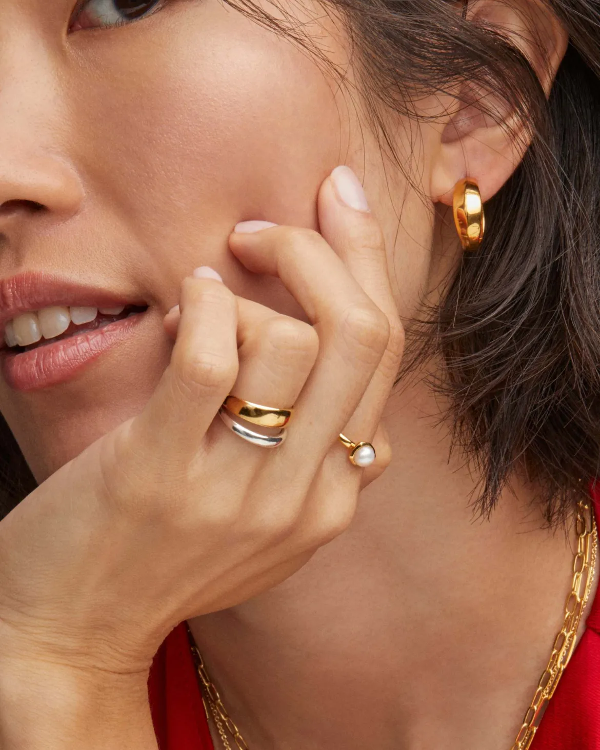 Davie Pearl 18k Gold Vermeil Band Ring in Freshwater Cultured Pearl