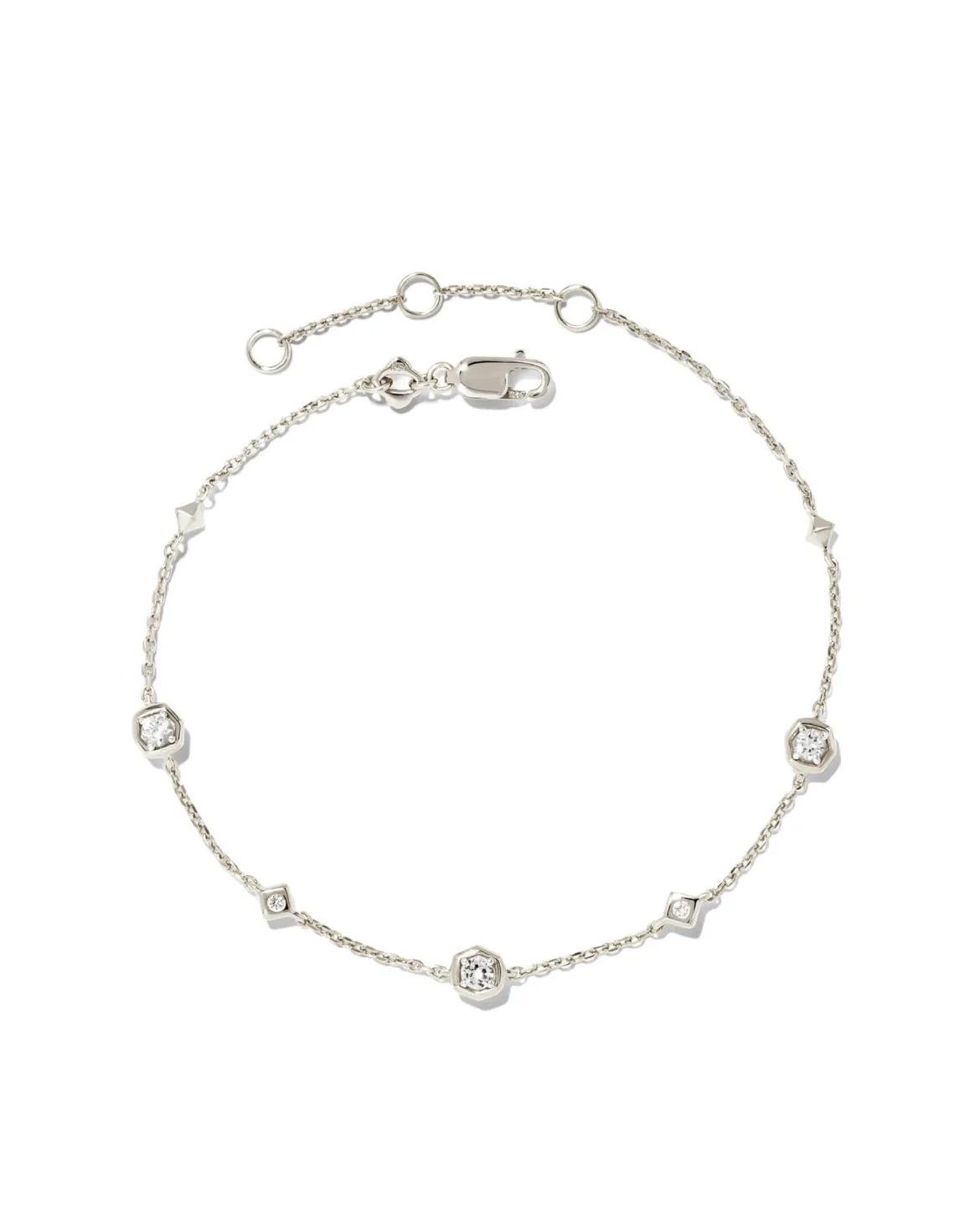 Davie Sterling Silver Trio Delicate Bracelet in White Sapphire
