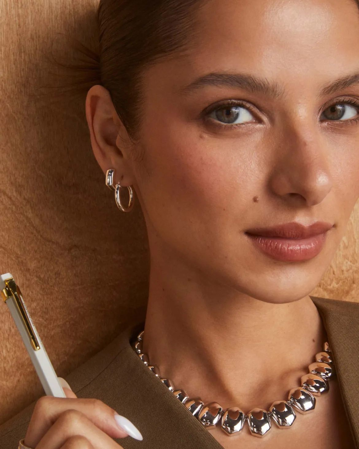 Davie Wide Huggie Earrings in Sterling Silver