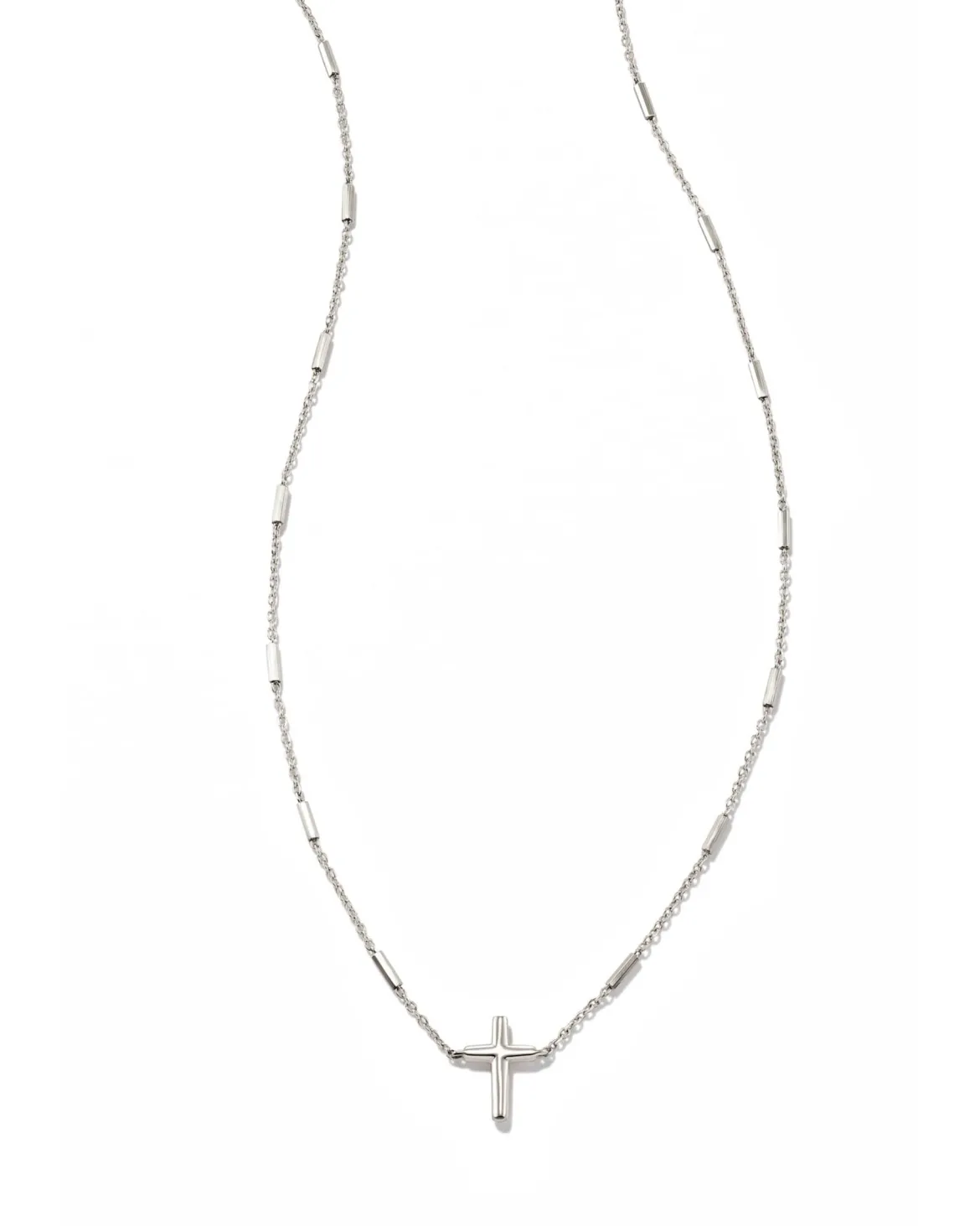 Delicate Cross Pendant Necklace in 14k White Gold