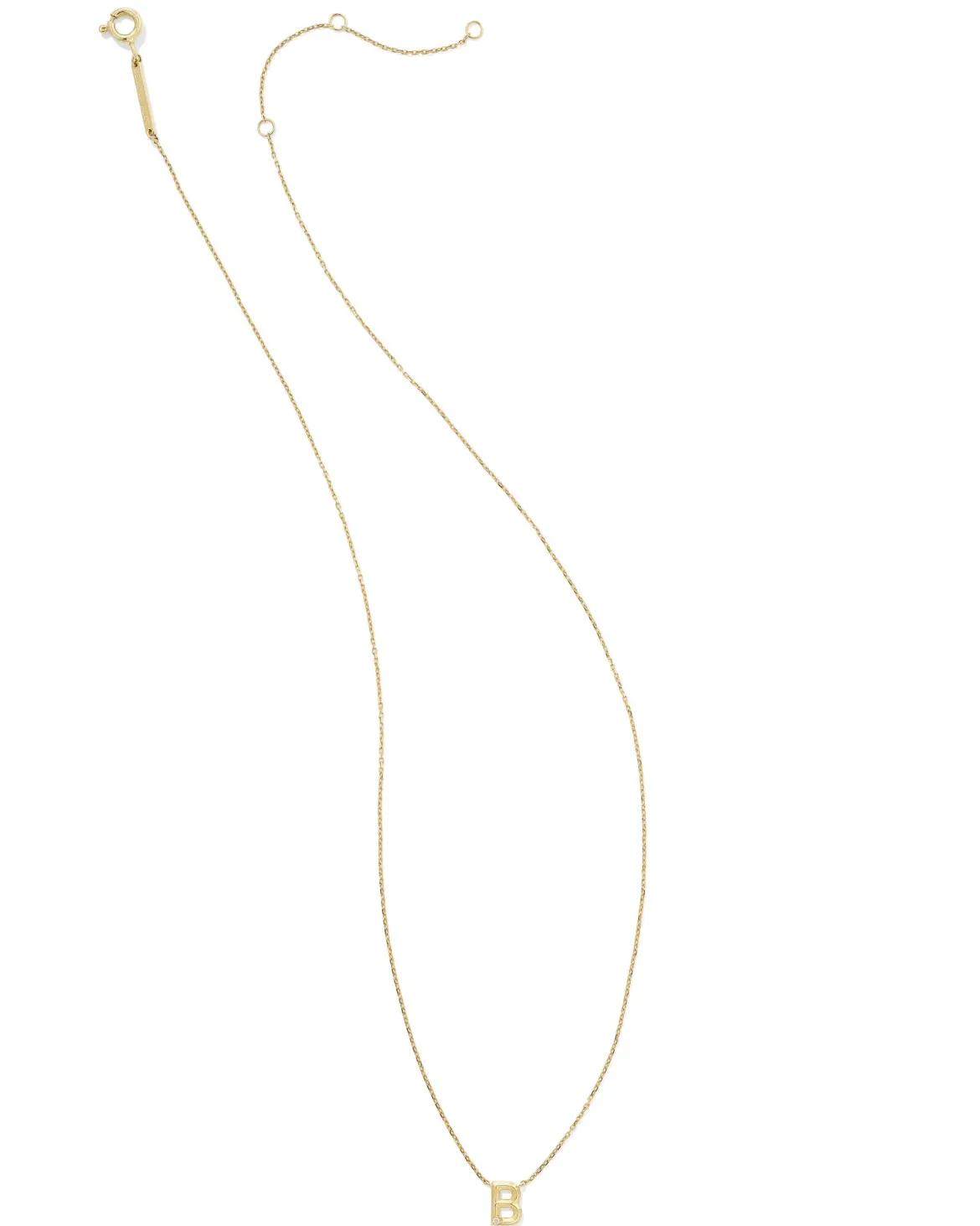Diamond Accent Letter B 14k Yellow Gold Pendant Necklace in White Diamond