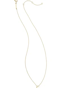 Diamond Accent Letter C 14k Yellow Gold Pendant Necklace in White Diamond