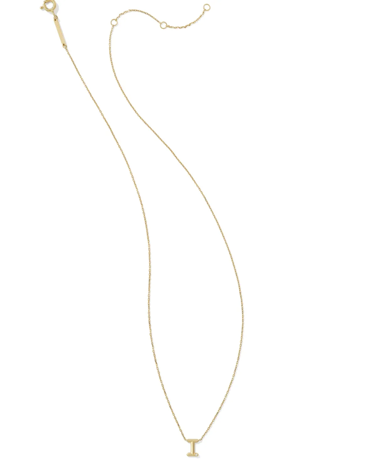 Diamond Accent Letter I 14k Yellow Gold Pendant Necklace in White Diamond