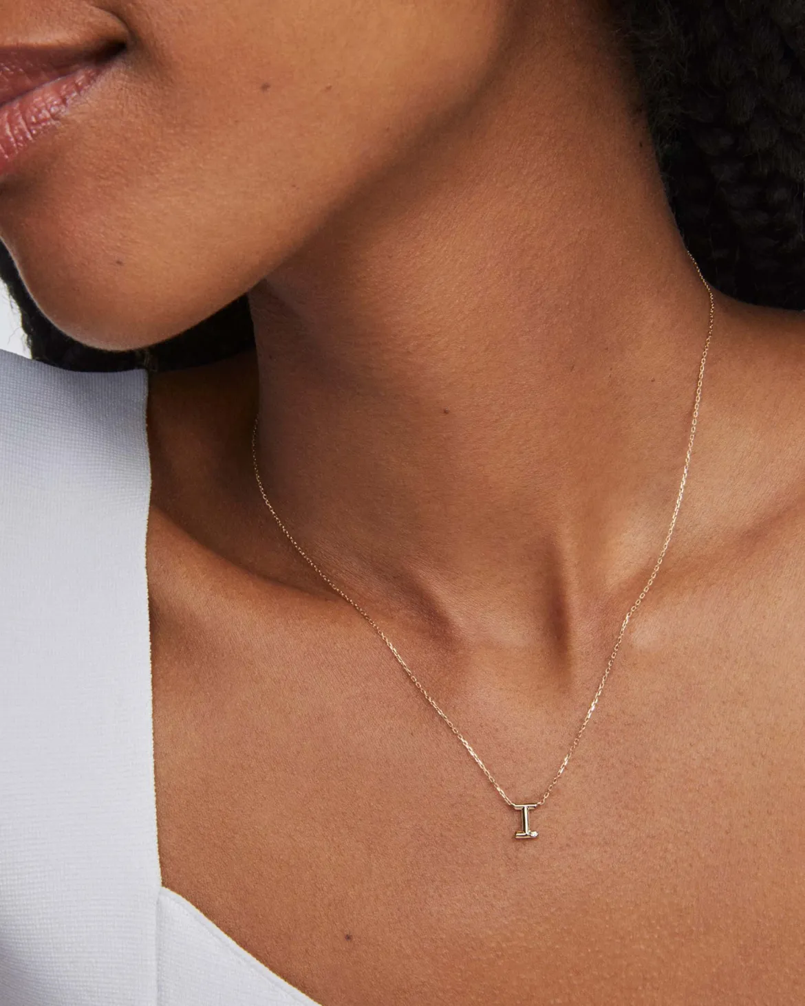 Diamond Accent Letter I 14k Yellow Gold Pendant Necklace in White Diamond