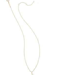 Diamond Accent Letter L 14k Yellow Gold Pendant Necklace in White Diamond