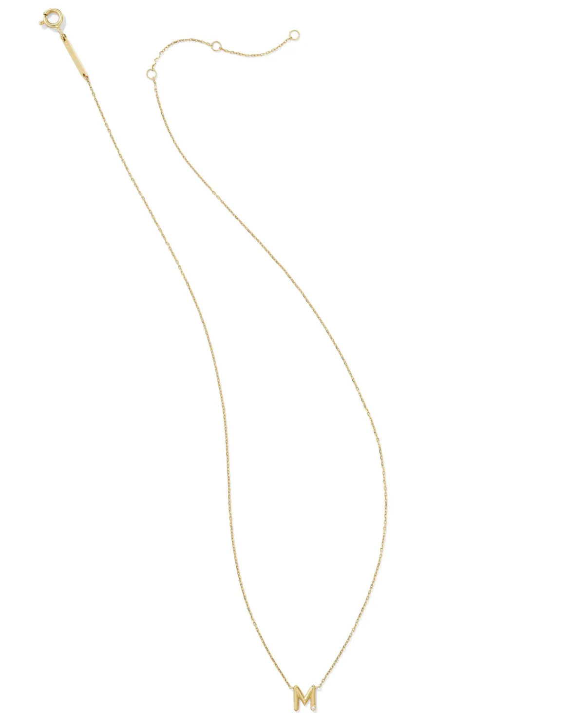 Diamond Accent Letter M 14k Yellow Gold Pendant Necklace in White Diamond