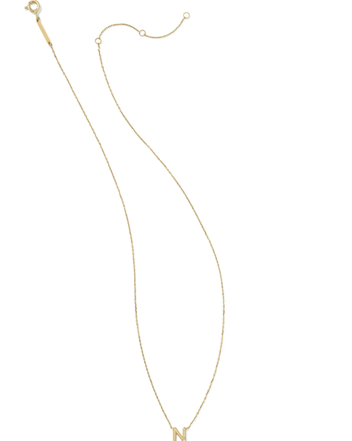 Diamond Accent Letter N 14k Yellow Gold Pendant Necklace in White Diamond