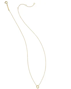 Diamond Accent Letter O 14k Yellow Gold Pendant Necklace in White Diamond