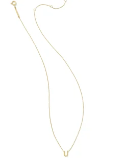 Diamond Accent Letter U 14k Yellow Gold Pendant Necklace in White Diamond