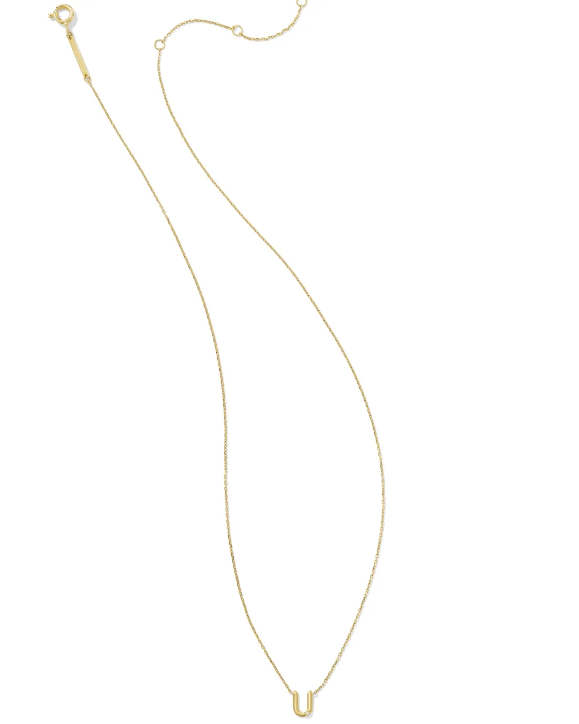 Diamond Accent Letter U 14k Yellow Gold Pendant Necklace in White Diamond