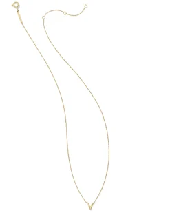 Diamond Accent Letter V 14k Yellow Gold Pendant Necklace in White Diamond