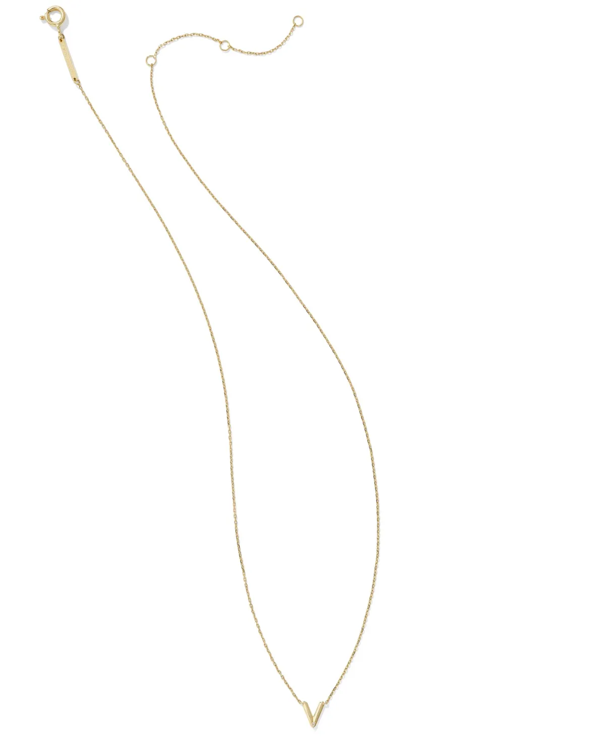 Diamond Accent Letter V 14k Yellow Gold Pendant Necklace in White Diamond