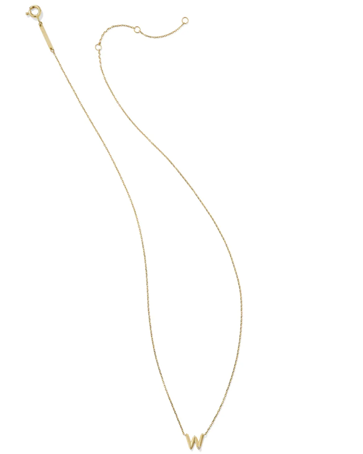 Diamond Accent Letter W 14k Yellow Gold Pendant Necklace in White Diamond