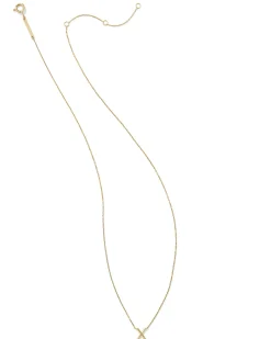 Diamond Accent Letter X 14k Yellow Gold Pendant Necklace in White Diamond