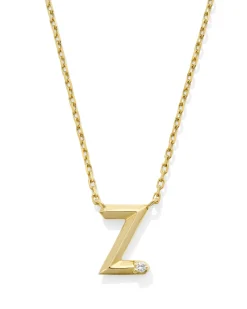 Diamond Accent Letter Z 14k Yellow Gold Pendant Necklace in White Diamond